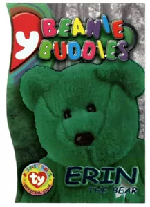 Ty Beanie Babys BBOC ERIN (grüner Bär) türkis rechts Beanie/Buddy S3 Serie 3 Karte - Bild 1 von 2