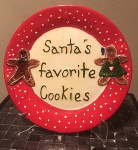 "Plato de Navidad favorito de Papá Noel Giftco pan de jengibre de hombre de Papá Noel 8,5" - Imagen 1 de 10