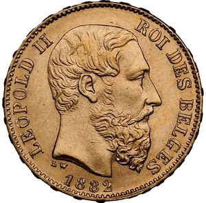 Belgium - 1882 Leopold II 20 Francs - NGC MS65+ - SCARCE DATE SUPER GEM! - Picture 1 of 4