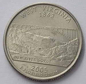 2005 P United States of America Washington West Virginia State Quarter Dollar - Picture 1 of 2