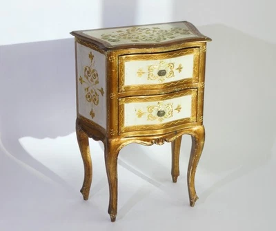 Pequena cômoda florentina vintage, mesa lateral italiana dourada de madeira - Imagem 1 de 4