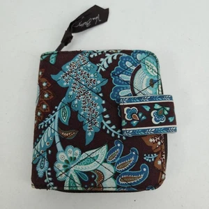 Vera Bradley JAVA AZUL Mini Cartera con Cremallera Pequeña Doble Pliegue Pestaña a Presión Marrón Aqua 2006 - Imagen 1 de 17