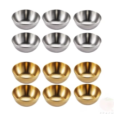 2/4/6pcs Small Stainless Steel Sauce Dishes Seasoning Serving Tray Spice Plates - Image 1 of 3
