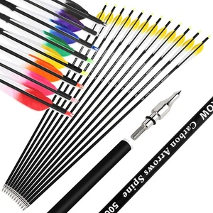 28" 30" 31" Carbon Arrows SP500 Archery 5" Feather Recurve Compound Bow Hunting - Picture 1 of 21