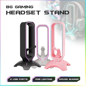 BG Gaming Headset Stand with RGB Lighting - Over-Ear Gaming Headset Holder - Picture 1 of 15