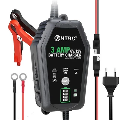 HTRC Caricabatterie 6V 12V 3A Smart Auto Moto Piombo LiFePO4 Litio Mantenitore