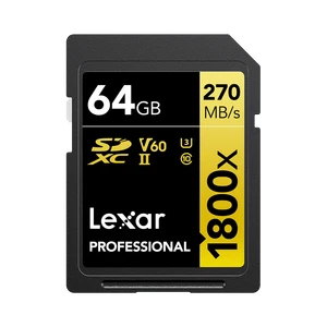 Lexar SDXC 64GB Or Série 1800x V60 Uhs-Ii – Classe 10 U3 - Photo 1 sur 5