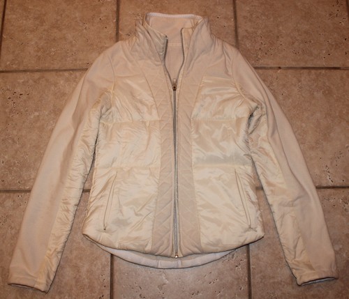 OFF WHITE Giacca Lululemon donna taglia 6 foderata in pile bianco sporco foderata maniche