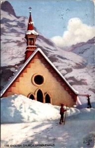 Interlaken Switzerland English Church Snow Oilette Tucks 7664 postcard GP3 - Picture 1 of 2