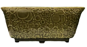 Vintage Avocado Green Brush Pottery Rectangular 7 1/4" x 4 1/2" Ceramic Planter - Picture 1 of 7