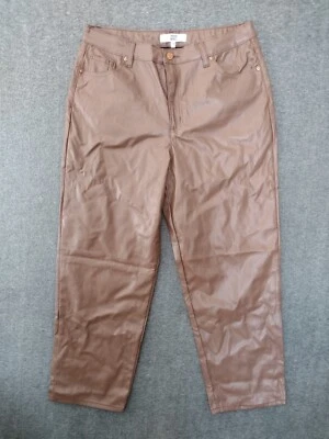 Madden NYC Junior Faux Leather Brown Pants Size 15 High Rise 5-Pockets Straight - Image 1 of 4