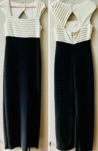 CALVIN KLEIN FORMAL RIBBED TEXTURED COLOR BLOCK MAXI DRESS SIZE 10 - Picture 1 of 5