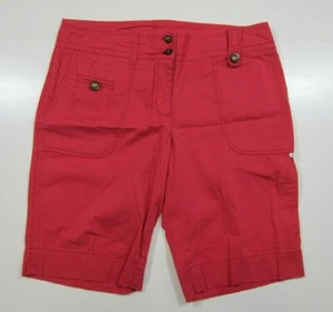 Lole Cotton Stretch Coral Pink Floral Cargo Chino Bermuda Shorts Women Size 8 - Picture 1 of 8