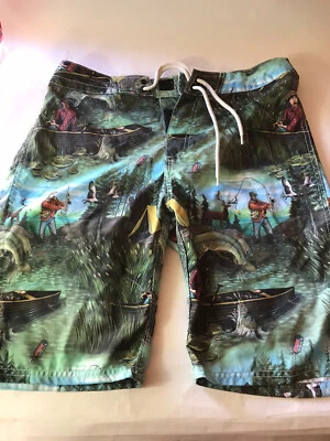 ELEMENT  Mens Size 29 Swim Watershorts  Fishing Print Bass - Image 1 of 4
