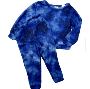 NWT Baby Gap Girls 2T 2 Years Blue Tie Dye Softspun Long Sleeve Jogger Set - Picture 1 of 11
