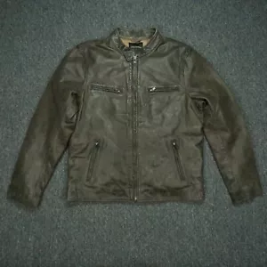 Lucky Brand Jacket Mens Large Brown Leather Bonneville Racer Moto NWT * - Picture 1 of 12