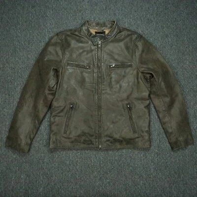 Lucky Brand Jacket Mens Large Brown Leather Bonneville Racer Moto NWT * - Image 1 of 4