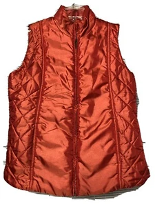Coldwater Creek Puffer Vest ~Women’s Size Medium ~Red-Orange Color ~Full Zip~EUC - Picture 1 of 8