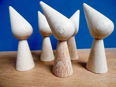 5 X Cone Shape Wooden Wood Peg Doll Gnome, Elf, Pixie, Goblin, Witch MULTI-BUY • 7.14£