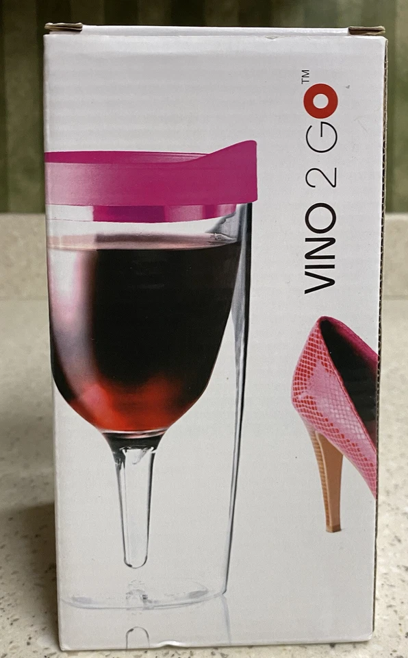 Pink Lid Top Vino2go 10 Oz Double Wall Insulated Acrylic Travel Wine Tumbler