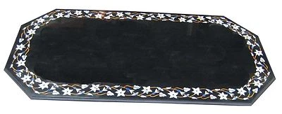 3'x2' antique black Marble Dining Coffee Center Table Top Inlay Stone Home Decor - Image 1 of 4