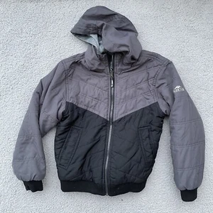 BOYS Black Padded Hoodie Coat Jacket Sz Small (8) S - Picture 1 of 6