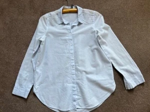 Divided by H&M pale blue and white striped cotton blouse size 10 - Picture 1 of 10