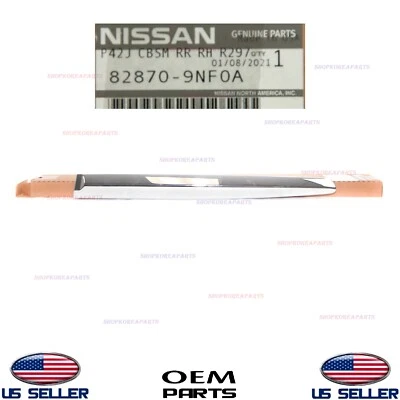 Moldura de puerta trasera genuina cromada lado derecho del pasajero OEM JX35 QX60 2013-2020 Foto 1 de 4