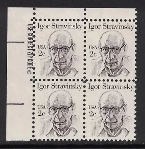 Scott 1845- MNH Zip Block of 4- 2c Igor Stravinsky, Great Americans- mint - Picture 1 of 1