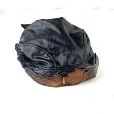 Harley Davidson Vintage Motorcycle Black Leather Hat Doo Rag Cap One Size