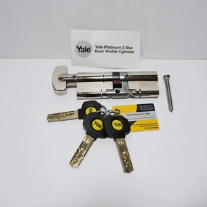 Yale Platinum 3 Star Euro Cylinder Lock 45/45 (90mm) Nickel Thumbturn 3 Keys - Picture 1 of 9