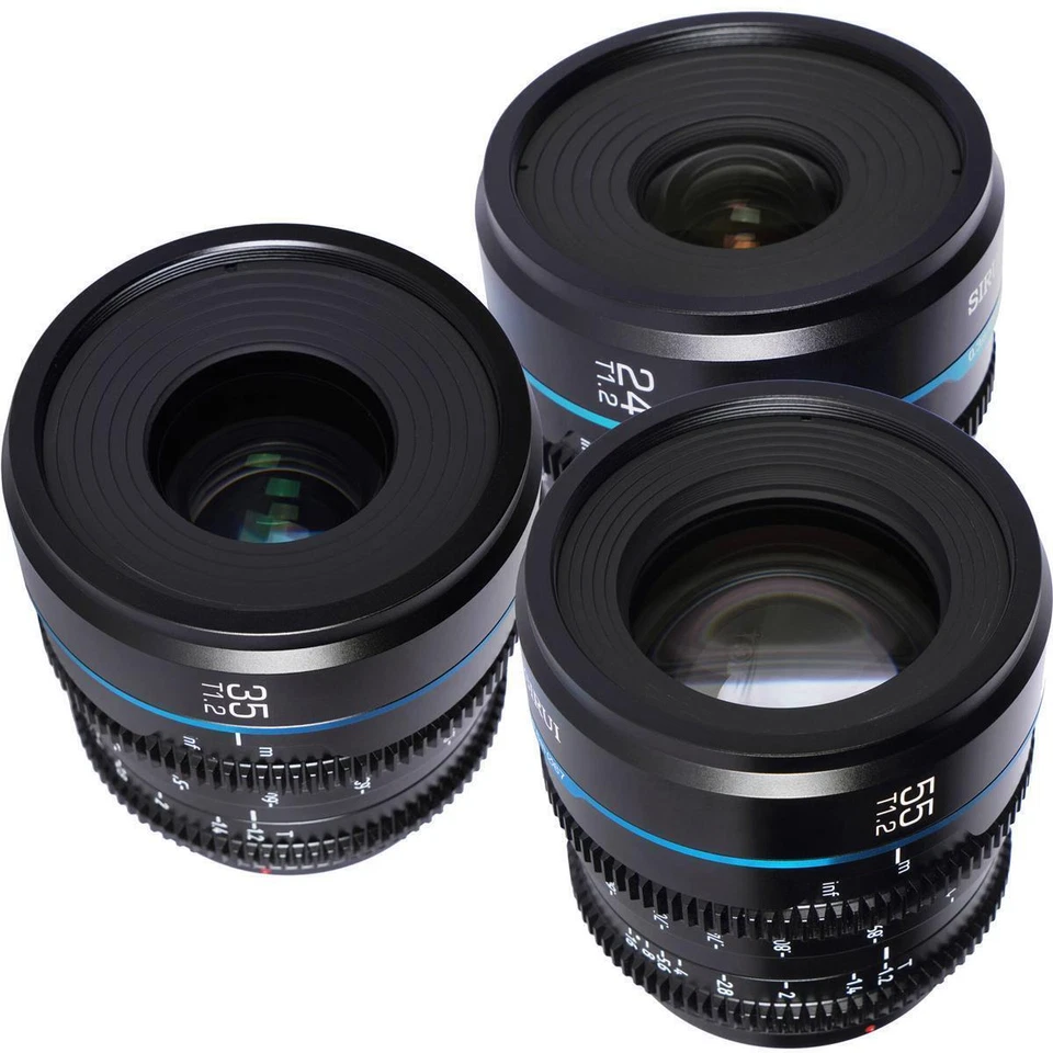 SIRUI Night Walker T1.2 S35 24mm/35mm/55mm Cine Lens Kit - Sony E, Black