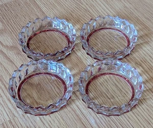Vintage Ruby & Clear Drink Coasters with Sawtooth Rim Set of 4 *READ - Picture 1 of 8