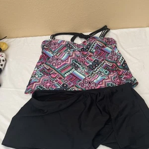 Damenmode Bademode Tankini Oberteil Gr. XL Mehrfarbig Unterteil L Isaac Mizrahi - Bild 1 von 6