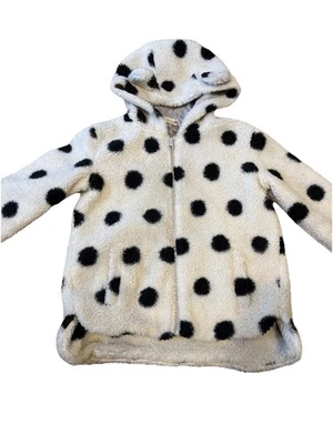 Chaqueta Tucker And Tate Niñas Talla 7 Orejas Con Capucha Cremallera Completa Negro Lunares Sherpa Foto 1 de 4