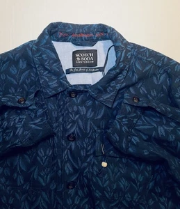 Scotch & Soda Amsterdam Jacke Mantel Herren mittelblau geblümt Leinenmischung - Bild 1 von 8