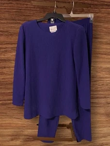 Traje Pantalones Kathie Lee Para Mujer Vintage Púrpura Dos Piezas, Top-Mediano, Pantalones-Pequeño - Imagen 1 de 18