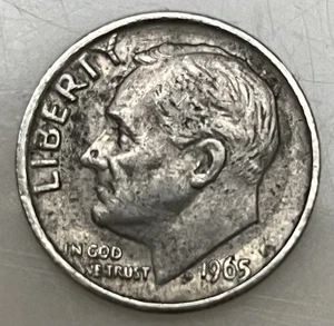 1965 Us 10 Cent Coin No Mint Mark #1 - Picture 1 of 2
