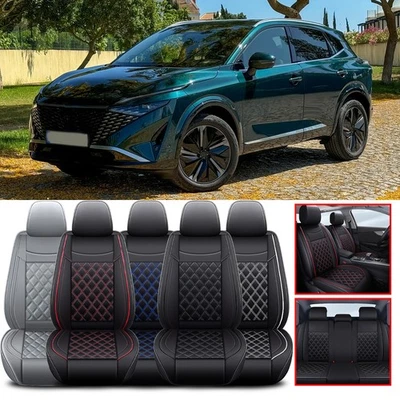 Juego completo de funda de asiento de auto de 5 asientos de cuero PU de lujo para Nissan Qashqai Juke Foto 1 de 4