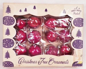 Shiny Brite Christmas Ornaments in OB 12 Red Balls Feather Tree Miniature #1355 - Picture 1 of 6