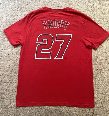 Nike Tee Mike Trout #27 Jersey T-shirt Men’s Large Los Angeles Angels NO STAINS! - Image 1 of 4