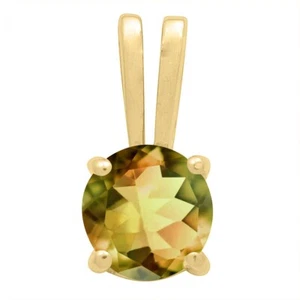 Round 5 MM Andalusite 925 Sterling Silver Yellow Plated Tiny Solitaire Pendant - Picture 1 of 7