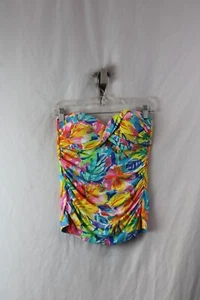 NWT Bleu Women's Multicolor Ruched Patterned tankini SZ 6 - Picture 1 of 4
