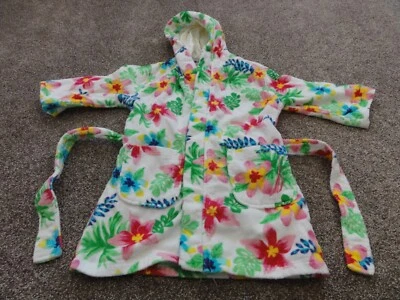 GIRLS NAUTICA MULTI-COLOR FLORAL PRINT HOODED BATH ROBE COVER UP - SMALL (5-6) - Image 1 of 4