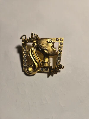Broche de colección Barbie AVON de Mattel tono dorado y estrás Foto 1 de 2