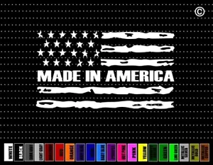 Made In America #2 American Flag Tattered Muscle Car Sticker Window Vinyl Decal - Bild 1 von 1