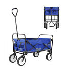 Folding Wagon Cart Heavy Duty Collapsible Utility Wagon Camping Garden Cart Blue