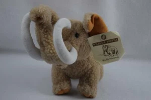 Perfil de vida silvestre mamut lanudo animal de peluche mamut bronceado con colmillos blancos 13" - Imagen 1 de 1