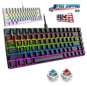 RK84 Mechanical Gaming Keyboard USB Wired 75% 84 Keys TKL Rainbow Backlit Keypad - Picture 1 of 17