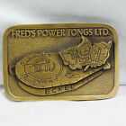 Fred's Power Tongs Ltd. Oil & Gas Service Company Solid Brass Belt Buckle